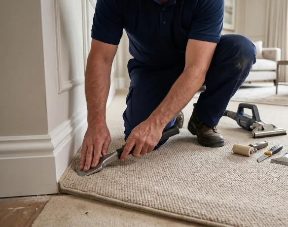 Area rug cleaning in progress